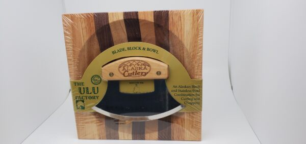 Ulu Knife Set 7BBA with Block-Bowl Combination