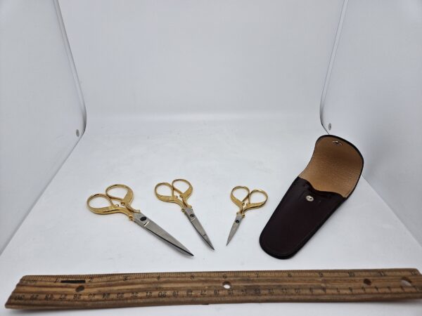 Wasa 4074-973 Cornucopia Pattern Set of Three Gold Scissors